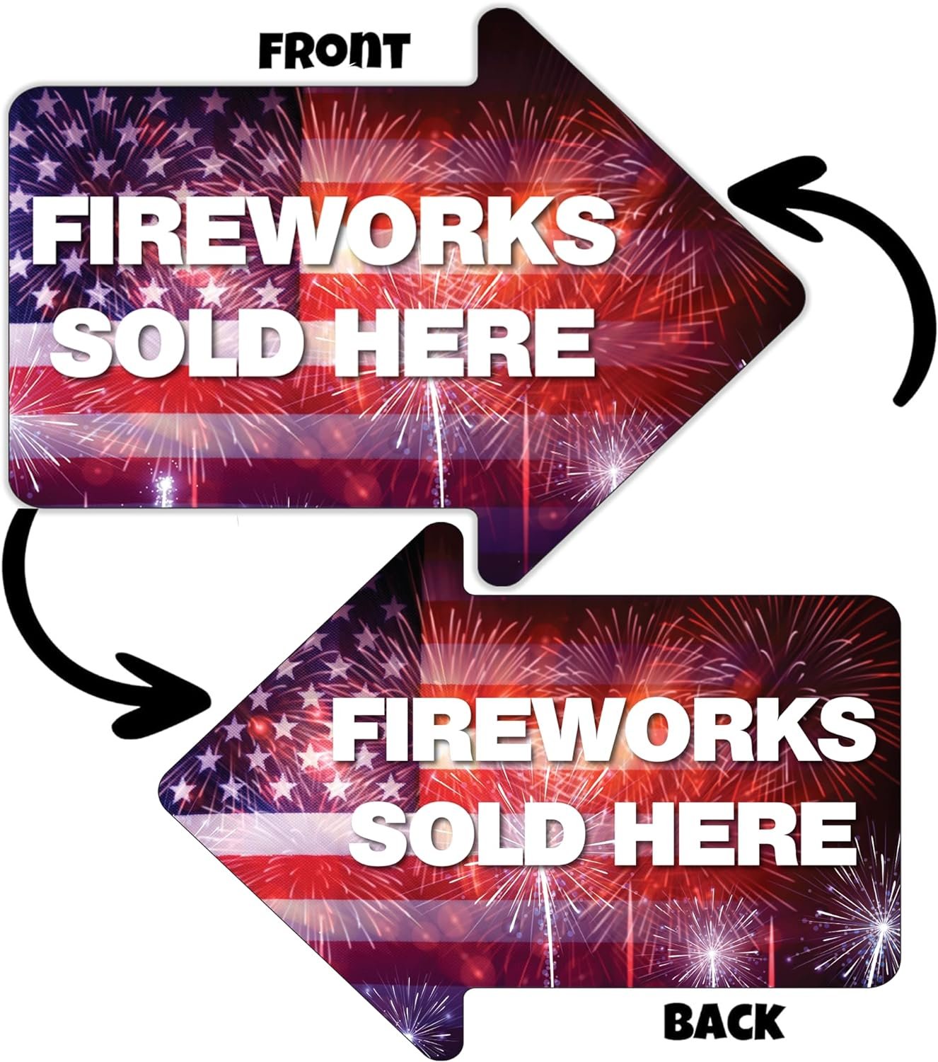 Fireworks Yard Sign with Stakes | 10 - Pack | Two - Sided Arrow