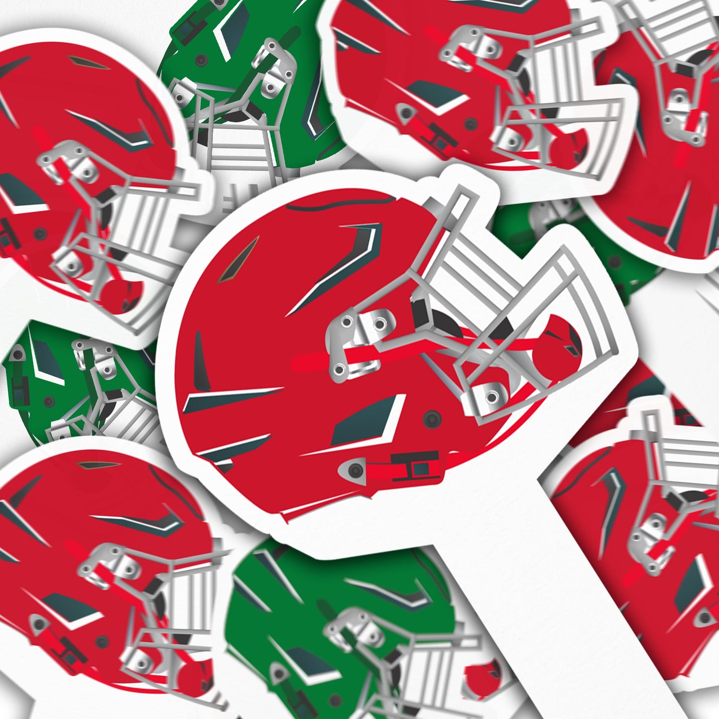 Football Helmet Cupcake Toppers – Red vs Green (No Assembly Needed)