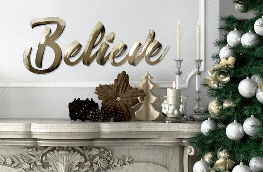 Hand - Painted Believe Wall Word