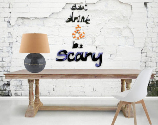 Hand Painted 'Eat, Drink & Be Scary' Wall Decor
