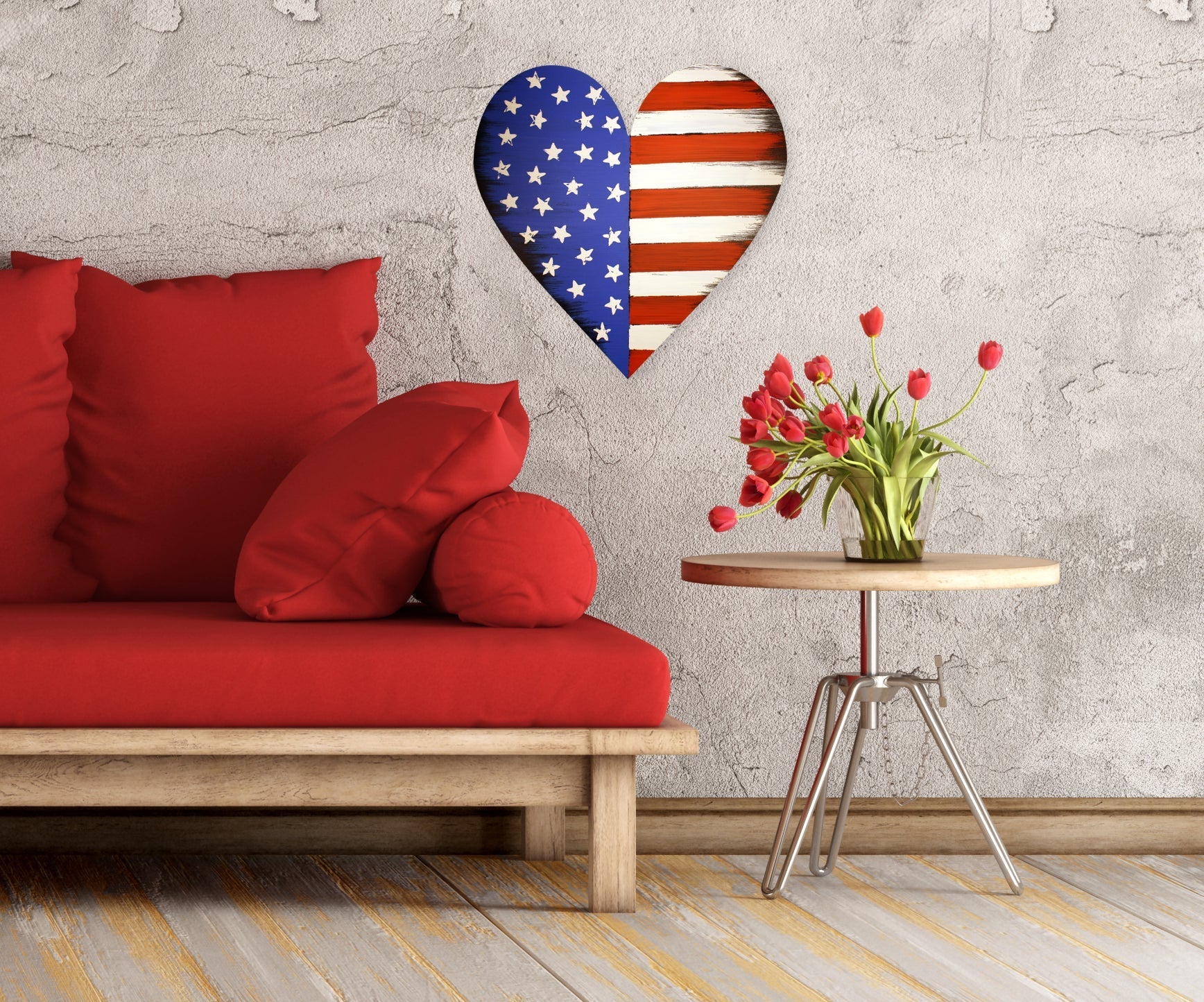 Hand Painted Heart Flag Wall Icon