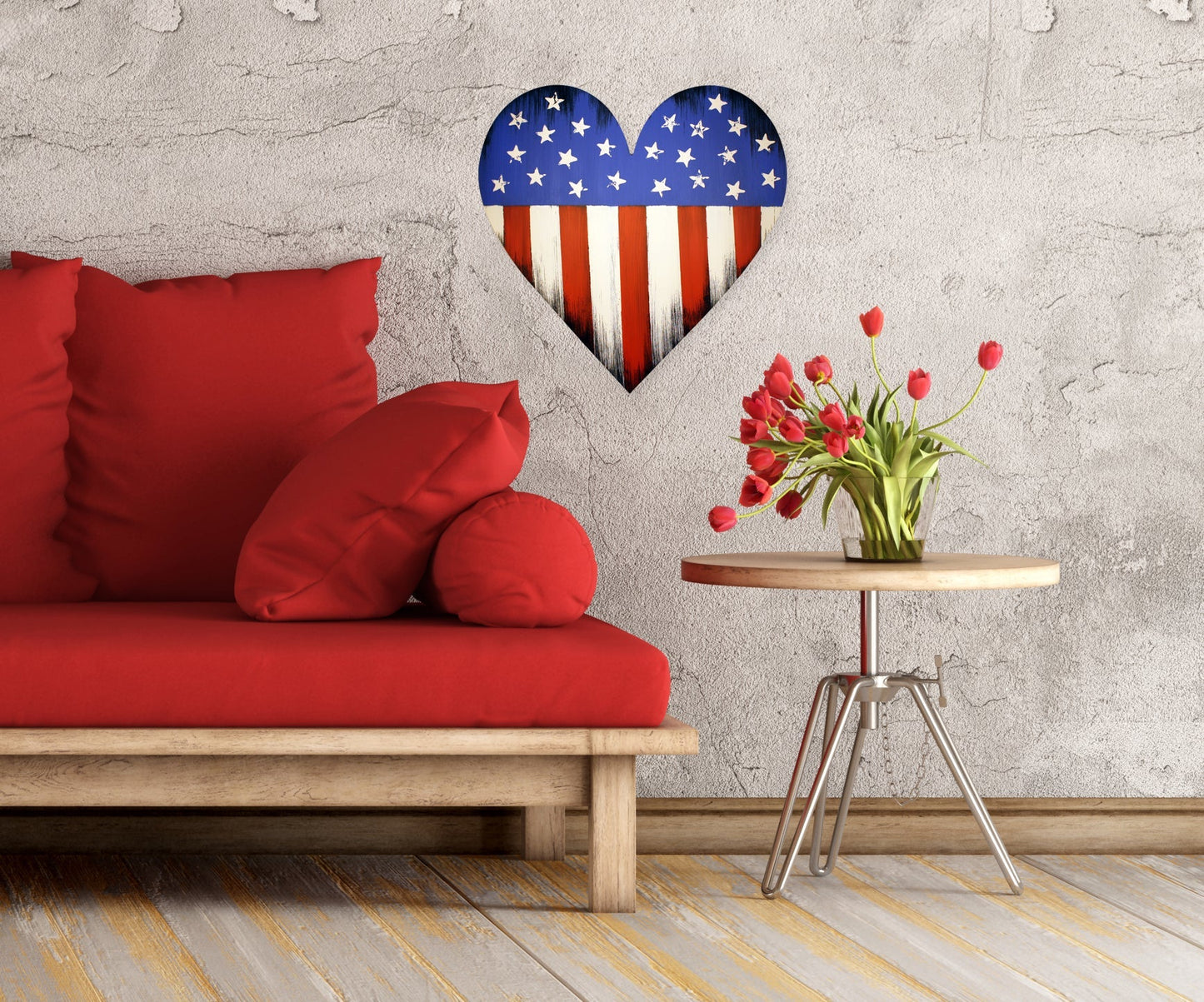 Hand Painted Heart Flag Wall Icon