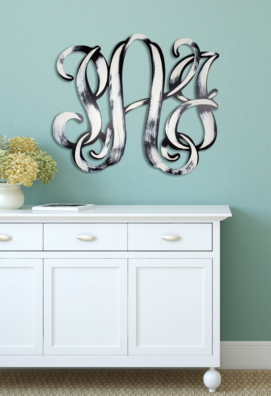 Hand Painted Vine Monogram Letters Wall Art