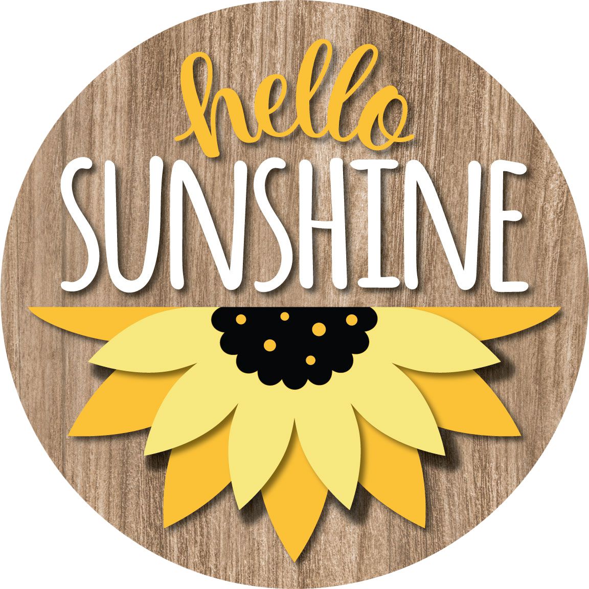 Hello Sunshine Sunflower Front Door Decor – 15.75" Round Hanging Sign | UV - Printed, Durable Fiberboard