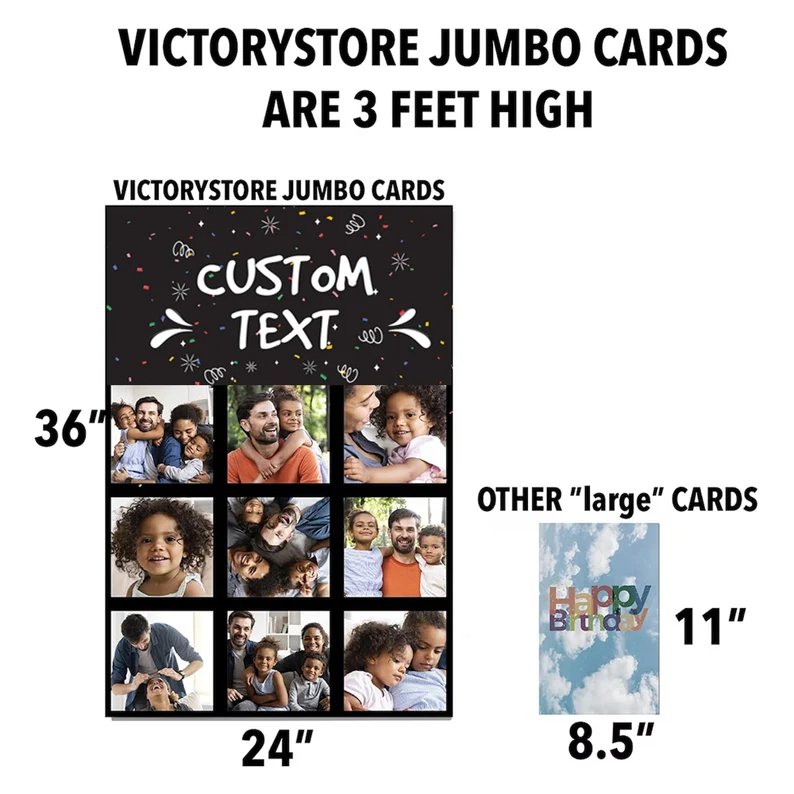 Jumbo Custom Text 9 Photo Happy Birthday Card