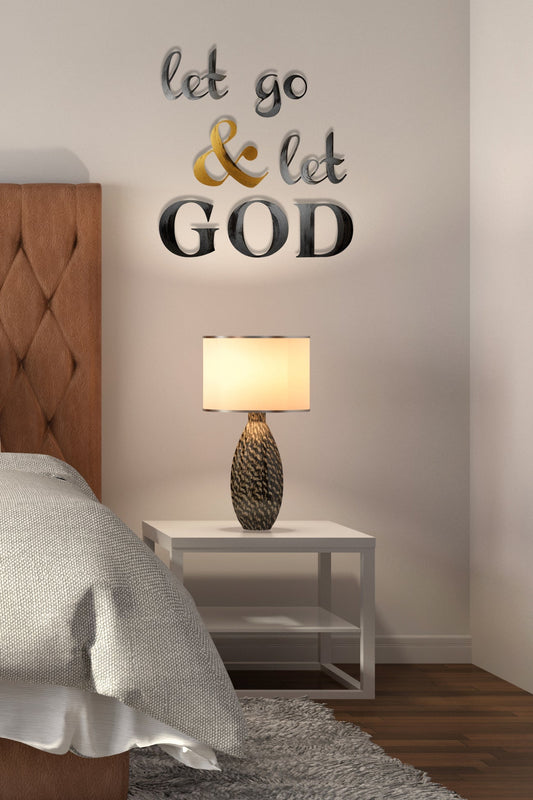 let go & let GOD Hand Painted Wall Quote