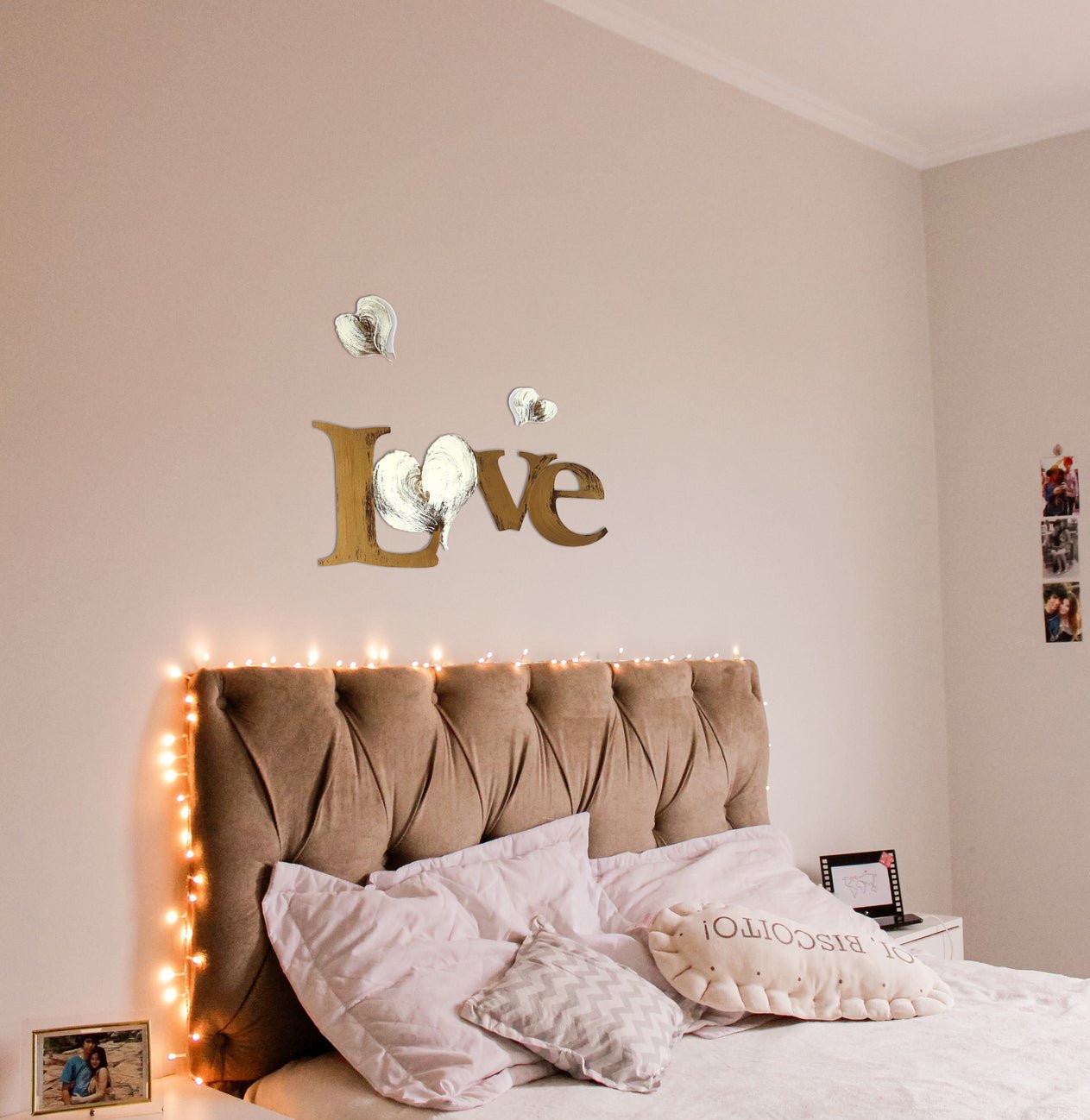 Love with Hearts Hand Painted Wall Word