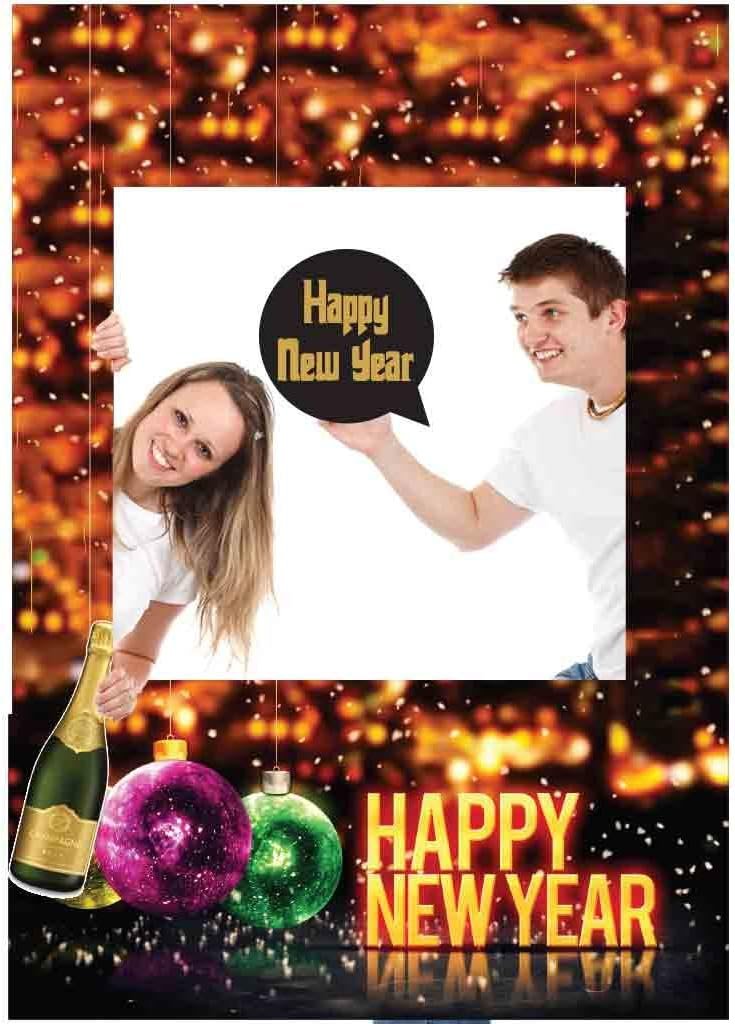 New Years Photo Booth Frame and Props Set