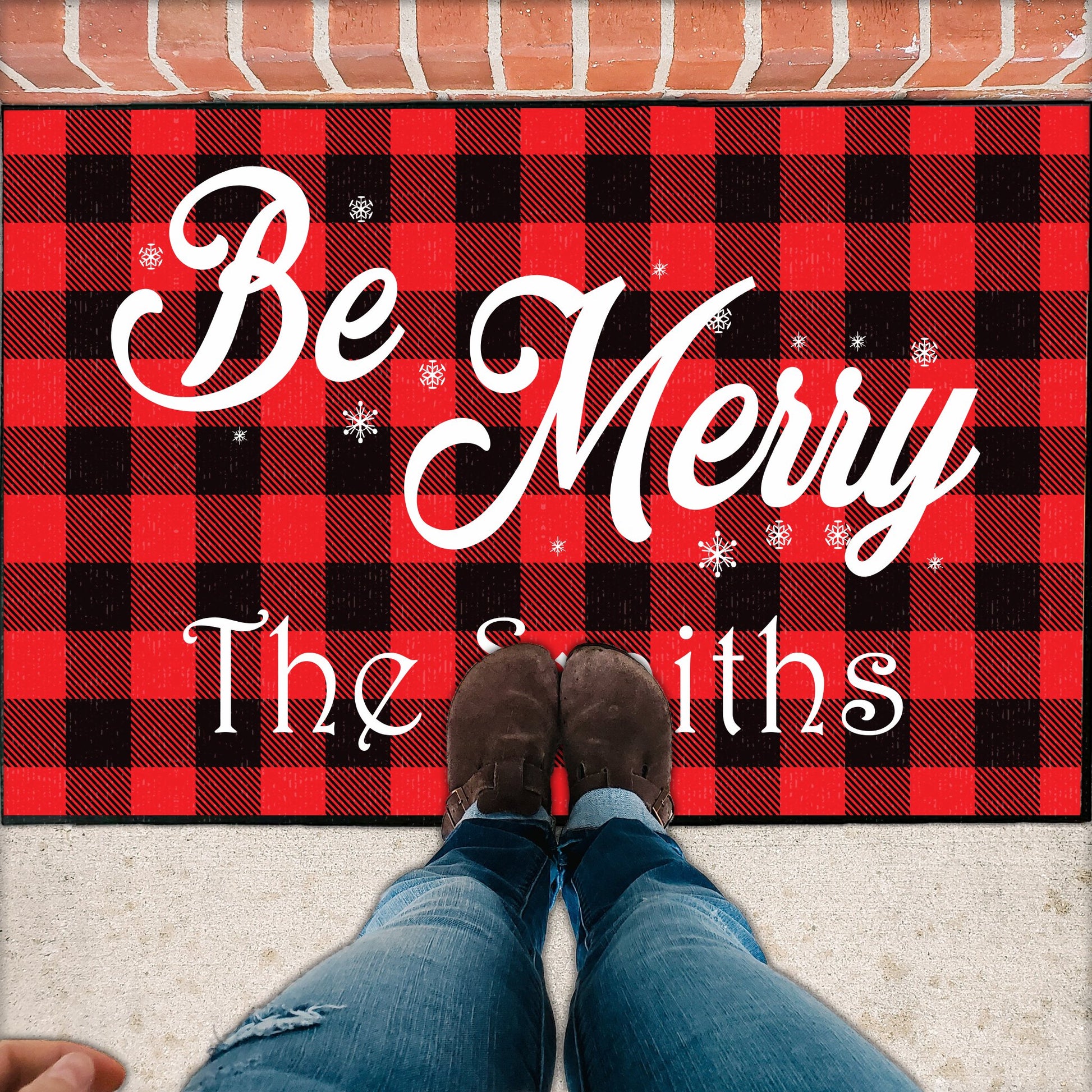 Personalized 'Be Merry' Christmas Door Mat