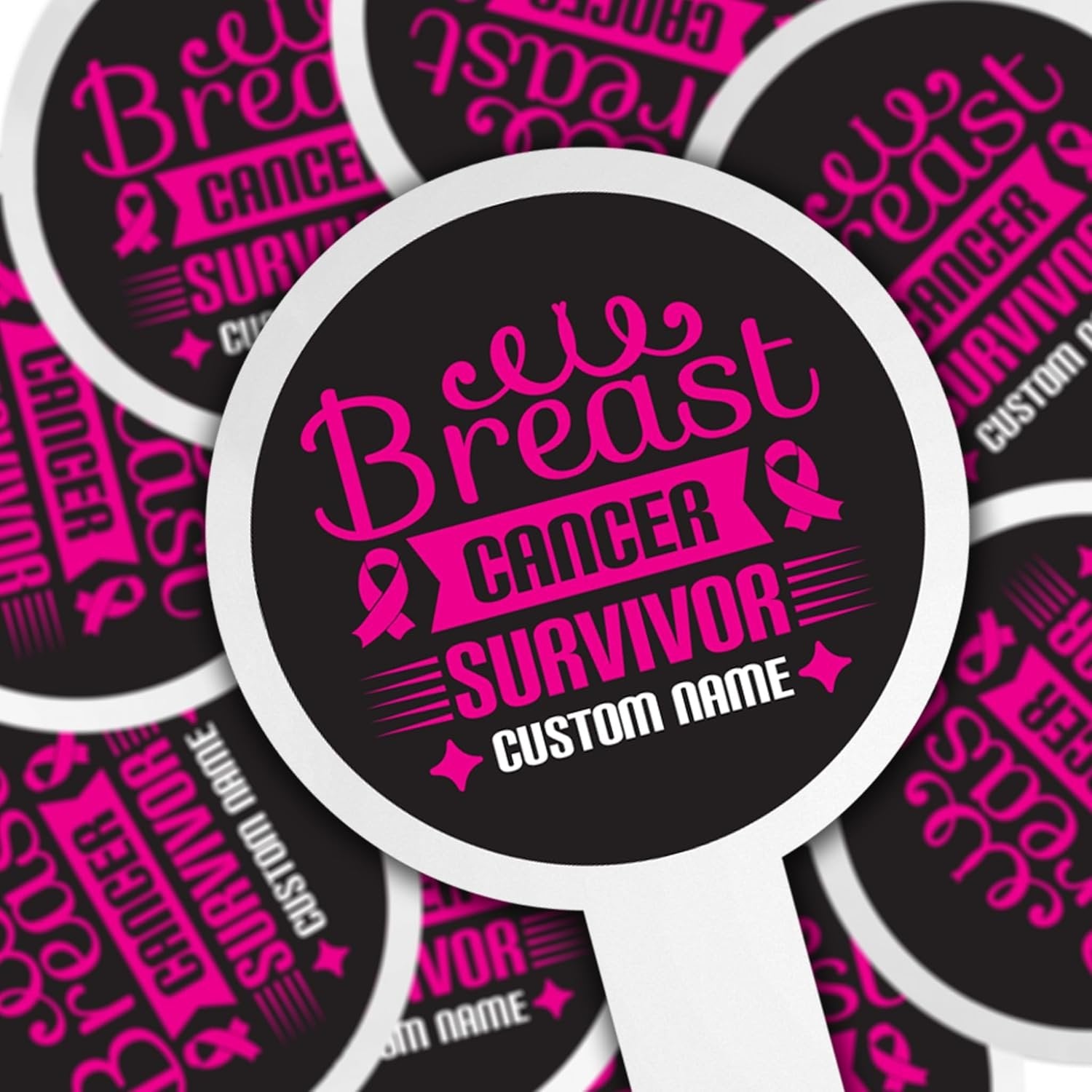 Personalized Breast Cancer Survivor Cupcake Toppers