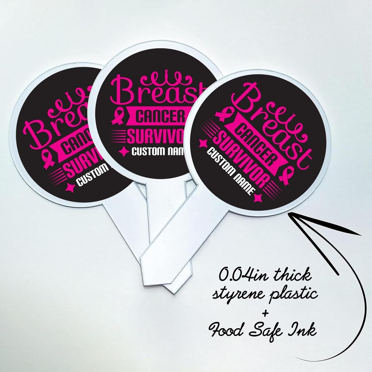 Personalized Breast Cancer Survivor Cupcake Toppers