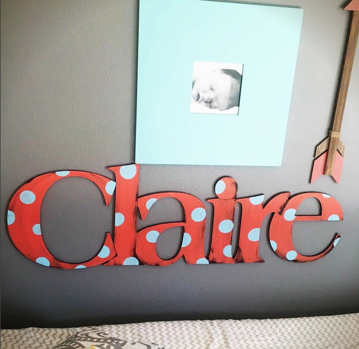 Polka Dot or Stripe Name Wall Decoration