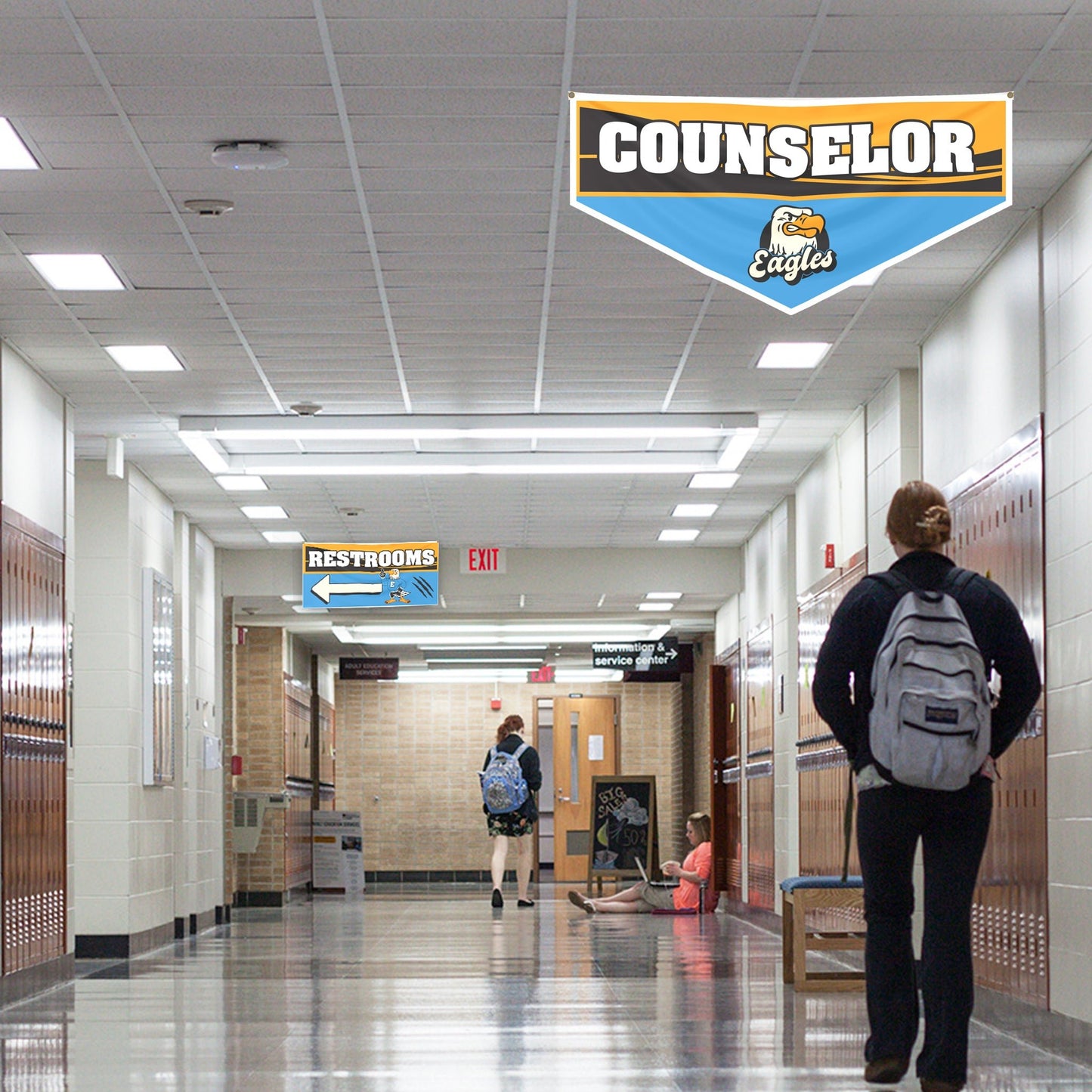 School Hallway Location Banners | 2x4 Ft Vinyl Signs with Grommets, Double - Sided