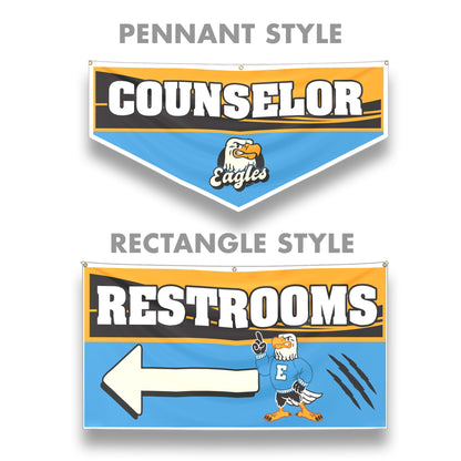 School Hallway Location Banners | 2x4 Ft Vinyl Signs with Grommets, Double - Sided