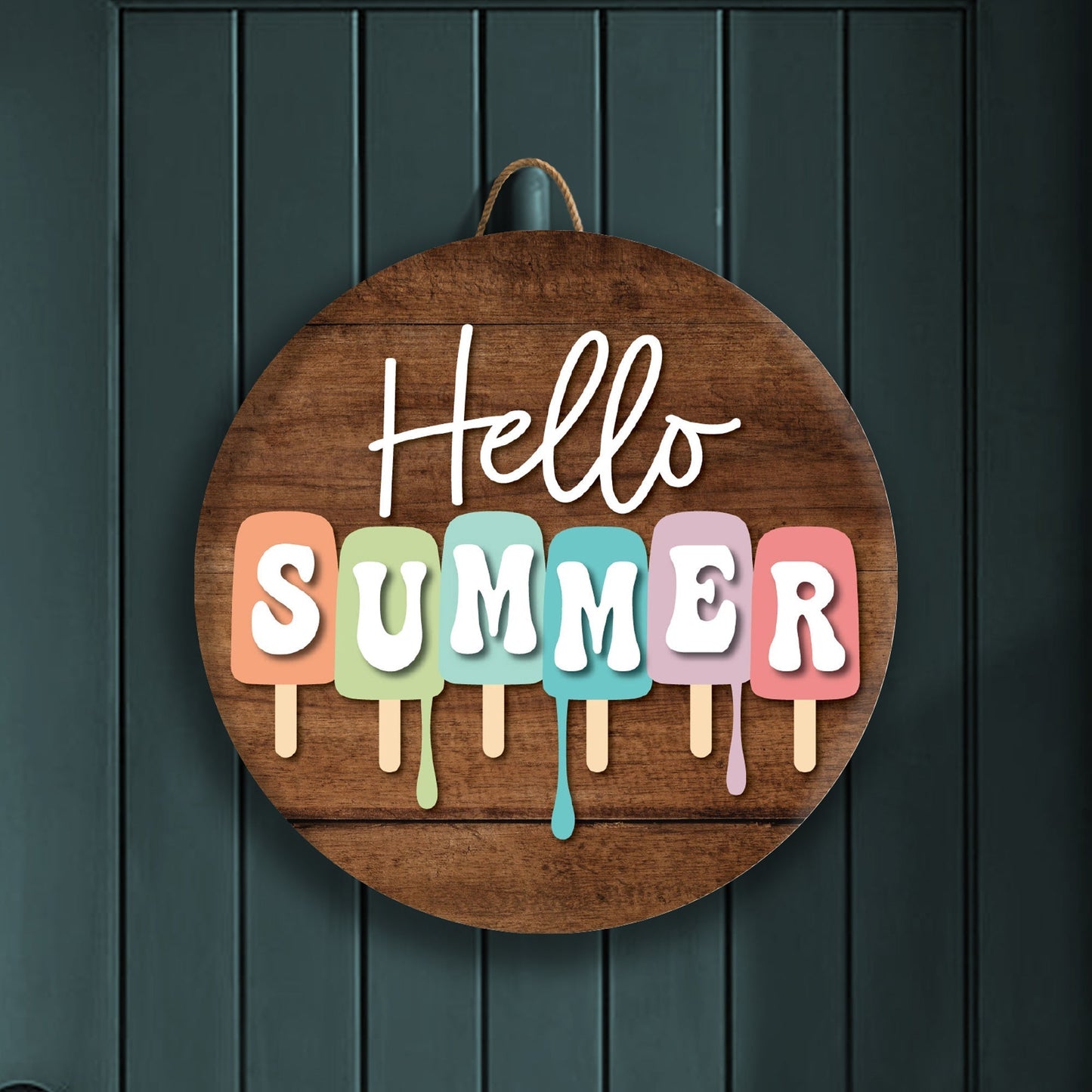 Summer Popsicle Front Door Décor – Hello Summer Sign for a Playful, Sweet Welcome