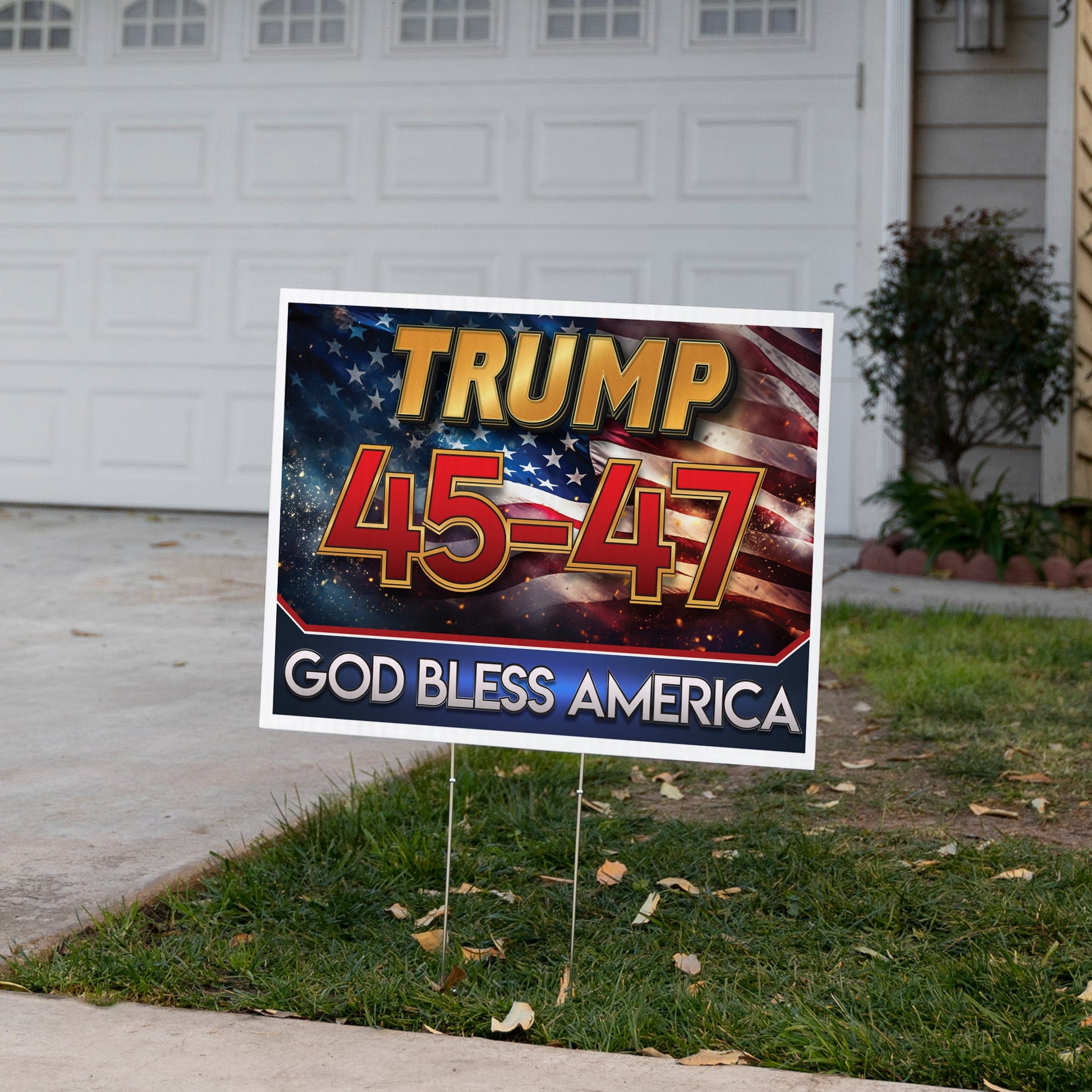 Trump 45 - 47 Yard Sign - 18x24 Inch Double - Sided Outdoor Sign with Stakes