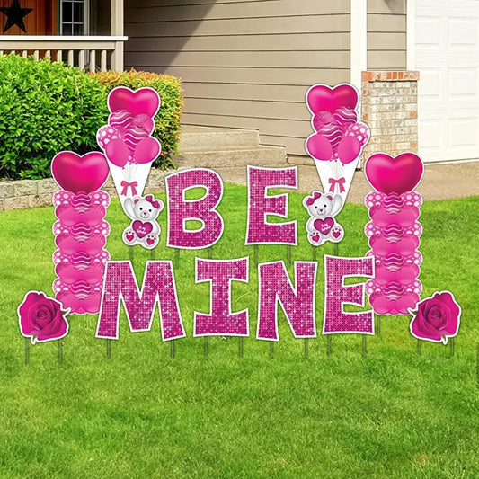 Valentine's Day Be Mine Yard Sign | KG Letters (Pink Sparkle)