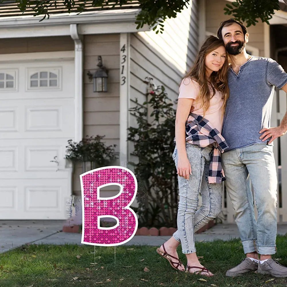 Valentine's Day Be Mine Yard Sign | KG Letters (Pink Sparkle)