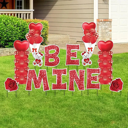 Valentine's Day Be Mine Yard Sign | KG Letters (Red Sparkle)