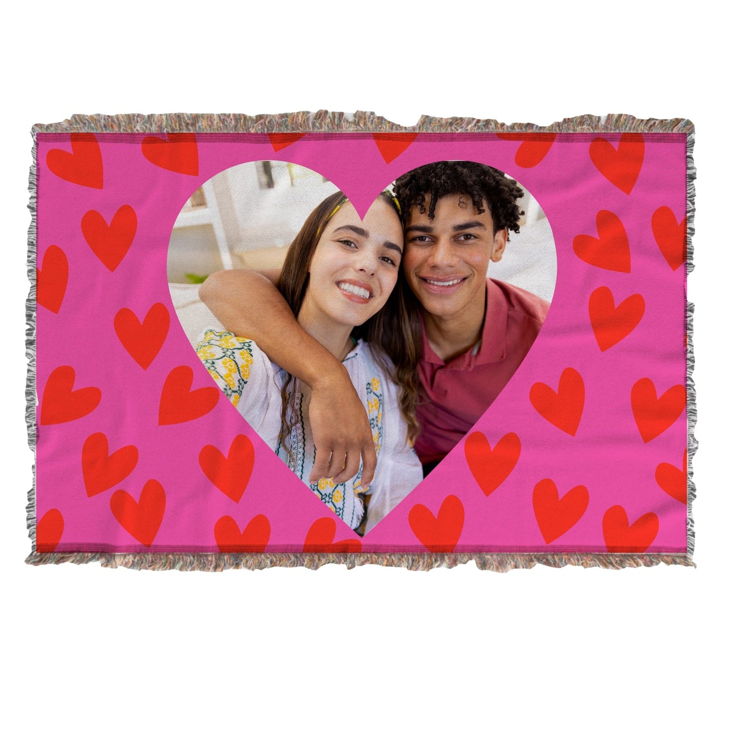 Valentine's Day Custom Heart - Shaped Photo Throw Blanket | 35" x 54