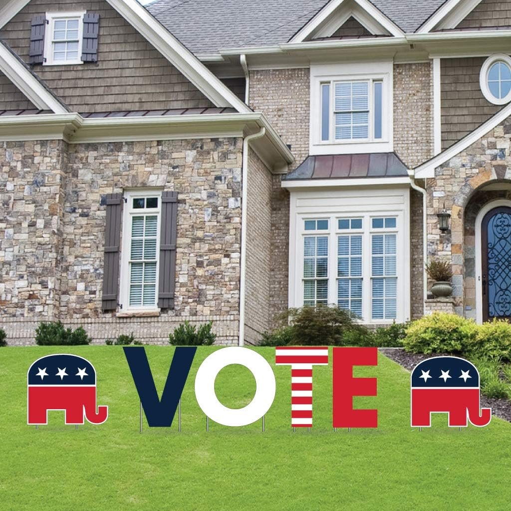 Vote Republican Yard Letters and Elephants - 6pcs - Includes Stakes