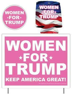 Women for Trump 2020 Gift Pack - Yard Sign, Decal & Can Cooler