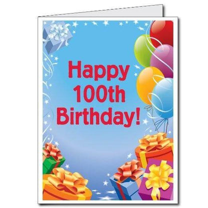 3' Stock Design Giant 100th Birthday Card w/Envelope - Presents and Balloons