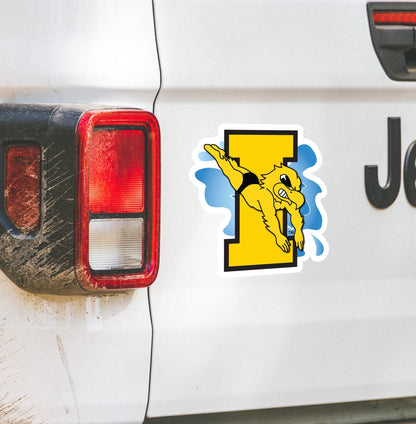 11.5" Iowa Hawkeye Herky Swimming Car Magnet