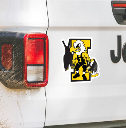 11.5" Iowa Hawkeye Herky Wrestling Car Magnet