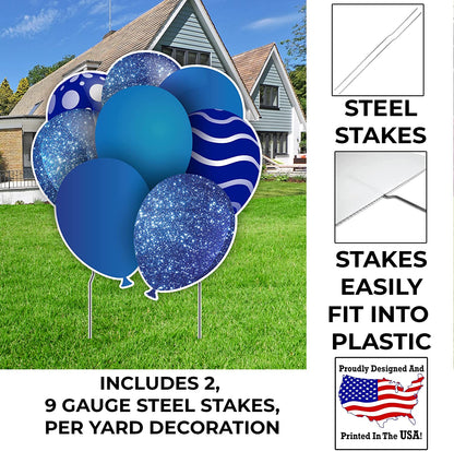 23.5" Blue Balloon Bouquets EZ Filler Yard Cards Set