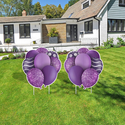 23.5" Purple Balloon Bouquets EZ Filler Yard Cards Set