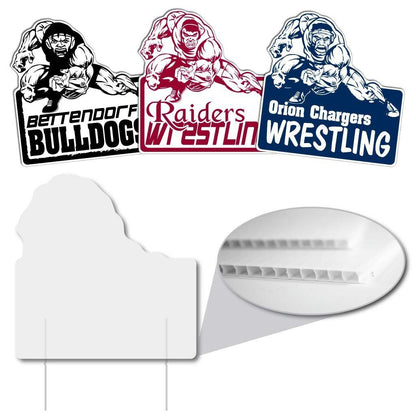 Intimidating Wrestler Shaped Yard Sign - 21.6x22" - Corrugated Plastic