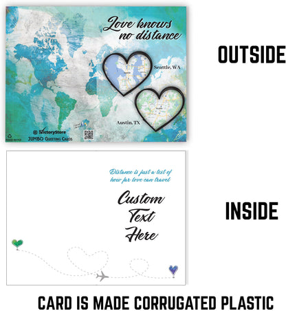 3' Custom Jumbo Love Knows No Distance Wedding Greeting Card