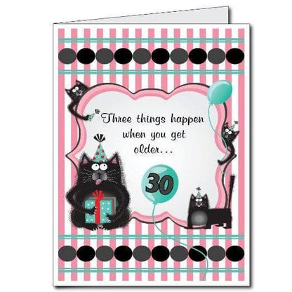 3' Stock Design Giant 30th Birthday Card with Envelope - Forgetful Cats