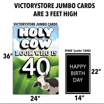 36" Jumbo Birthday Card - Holy Cow, Look Who Is 40