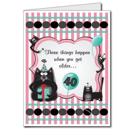 3' Stock Design Giant 40th Birthday Card with Envelope - Forgetful Cats