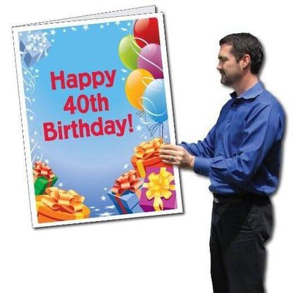 3' Stock Design Giant 40th Birthday Card w/Envelope - Presents and Balloons