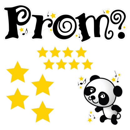 Promposal - Yard Decoration - Dancing Panda with Stars and Music Notes - FREE SHIPPING