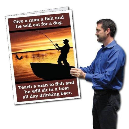 3' Stock Design Giant Birthday Card with Envelope - Fisherman Silhouette