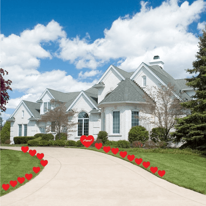 Promposal Red Heart Pathway Markers - 18 Flat Plain Hearts & 1 large "PROM?" heart - FREE SHIPPING