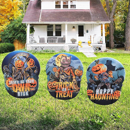 beware halloween yard sign