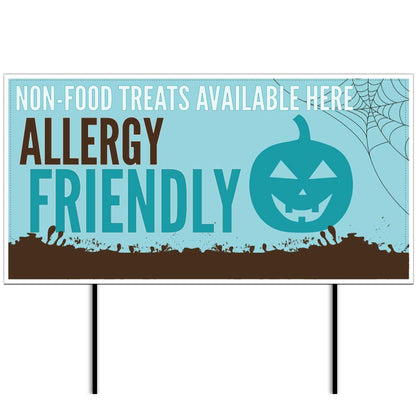 Teal Pumpkin Allergy Friendly Halloween 12"x24" Yard Sign Set