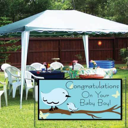 Gender Reveal Banner - Congratulations On Your Baby Boy Vinyl Banner