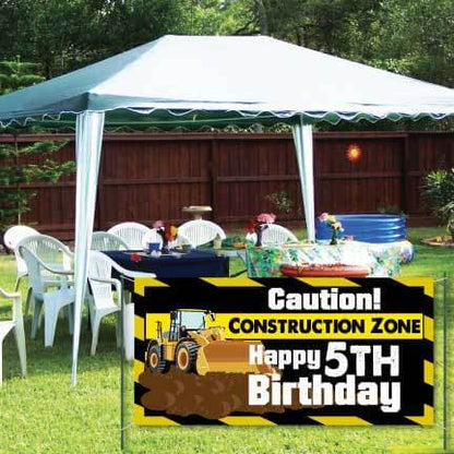 Custom Birthday Banner - Construction Zone Waterproof Vinyl Banner