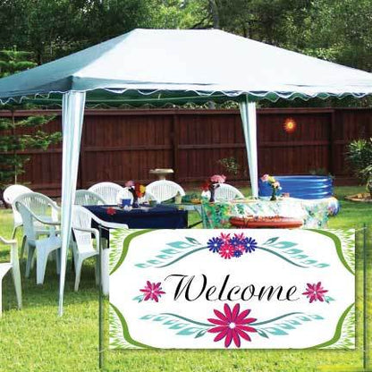 Welcome Banner - Floral Welcome Waterproof Vinyl Banner