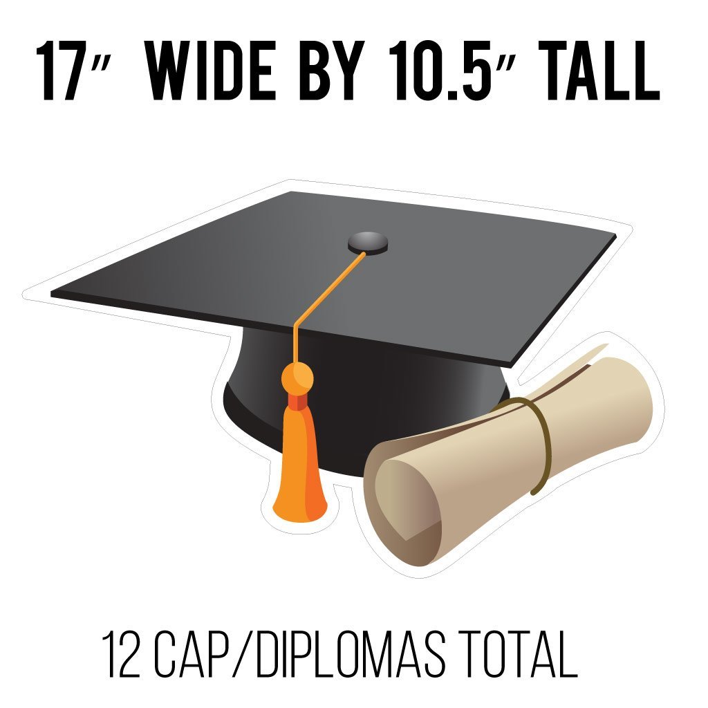 Extra Large Black Graduation Caps, Diplomas and Signs Yard Card Flair Set