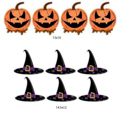 Jack O'Lantern and Witch Hats Yard Decorations