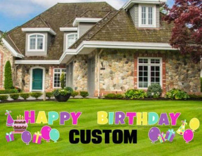 custom colorful happy birthday yard letters