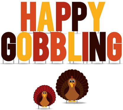 Happy Gobbling Thanksgiving Yard Letters 15 piece set FREE SHIPPING