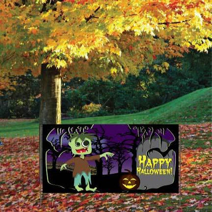 Happy Halloween Banner- Zombie Waterproof Vinyl Banner